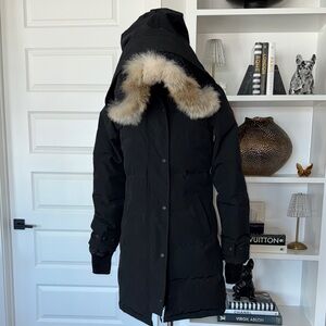 FLAWLESS Canada Goose Black Puffer Coat with Removable Fur Trim Hood Sz XS